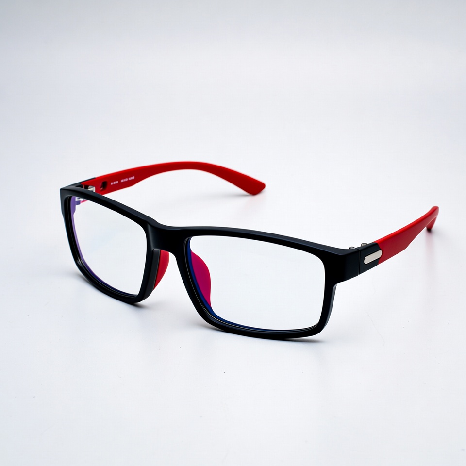 Black Red Rectangle Eyeglasses Black Red Rectangle Eyeglasses