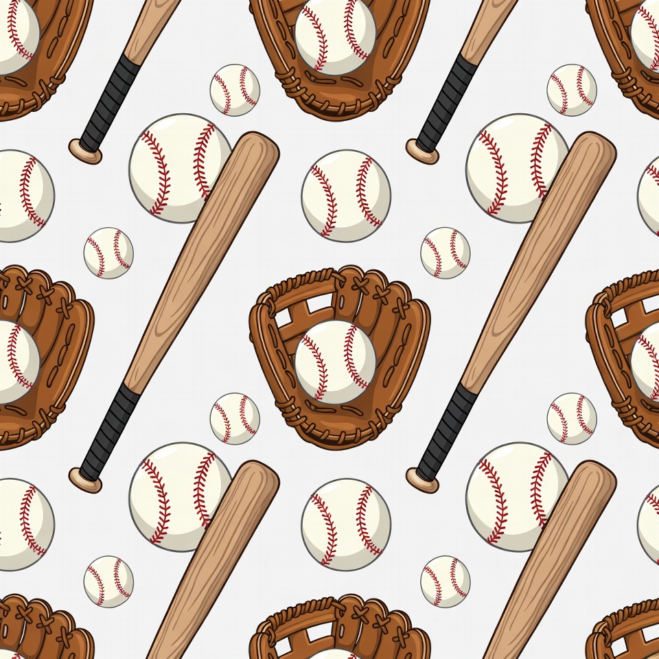 Baseball Bat Glove Balls Pattern Baseball Bat Glove Balls Pattern