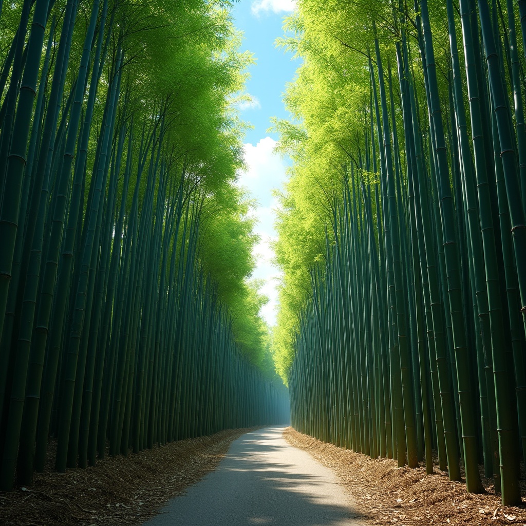 Bamboo Forest Path with Blue Sky Bamboo Forest Path with Blue Sky