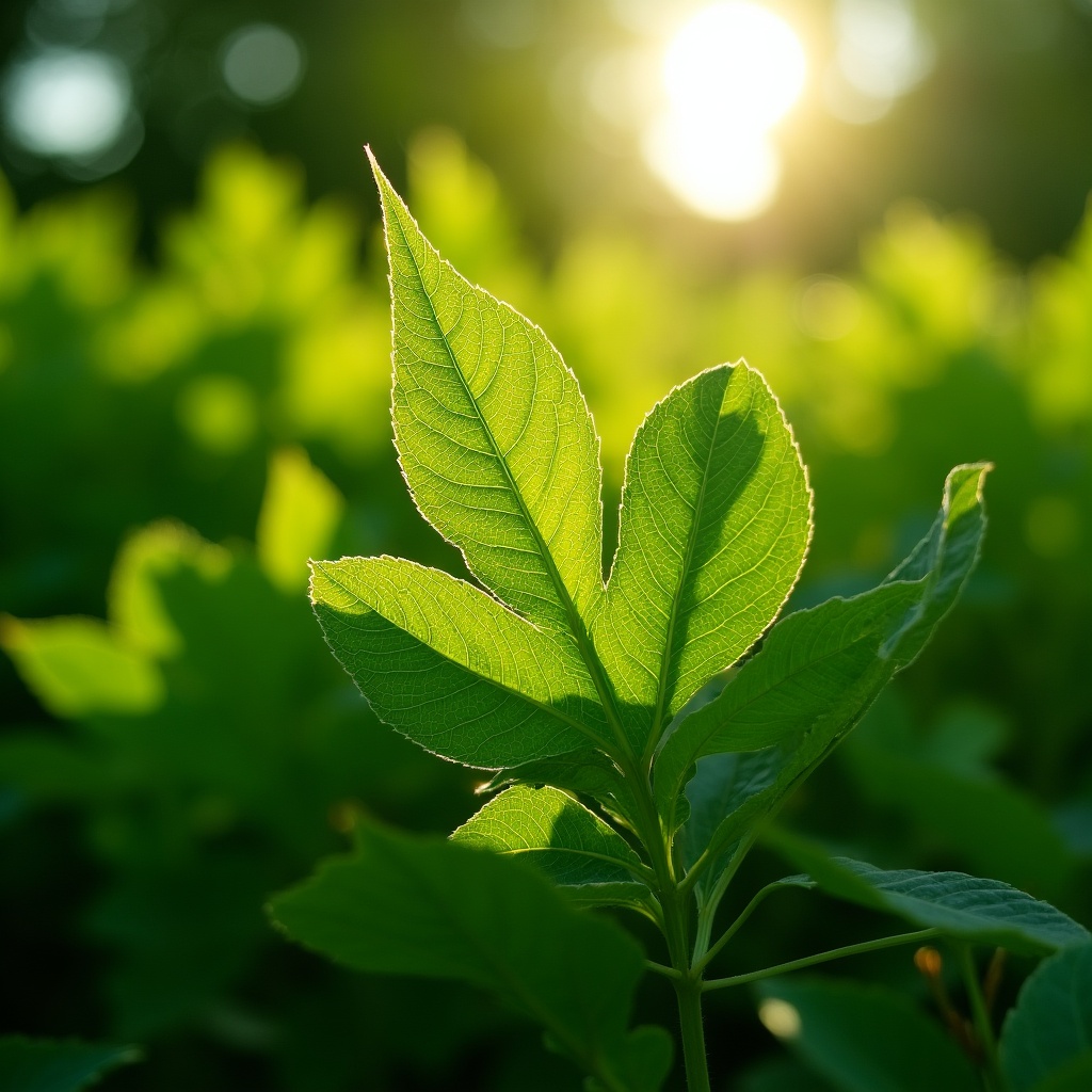 Green leaf in sunlight Green leaf in sunlight