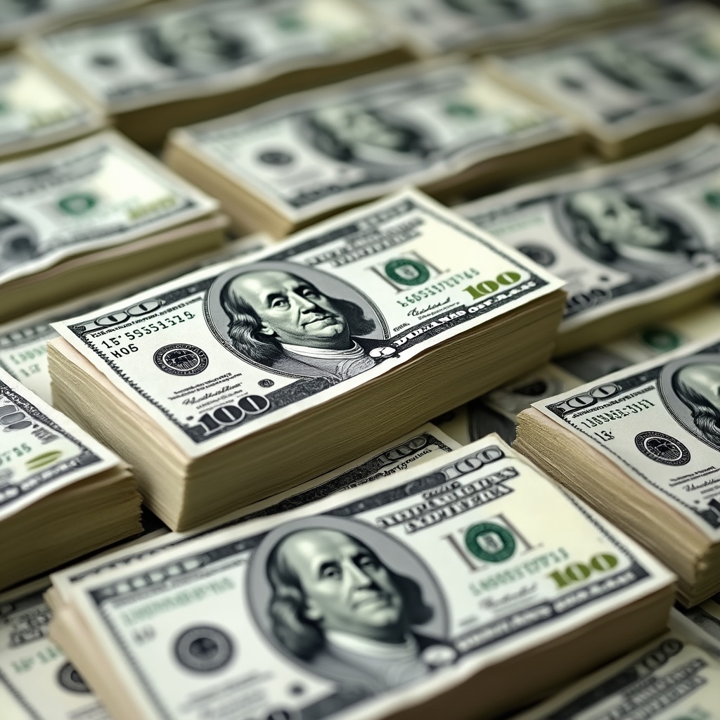 Stacks of US Hundred Dollar Bills Stacks of US Hundred Dollar Bills