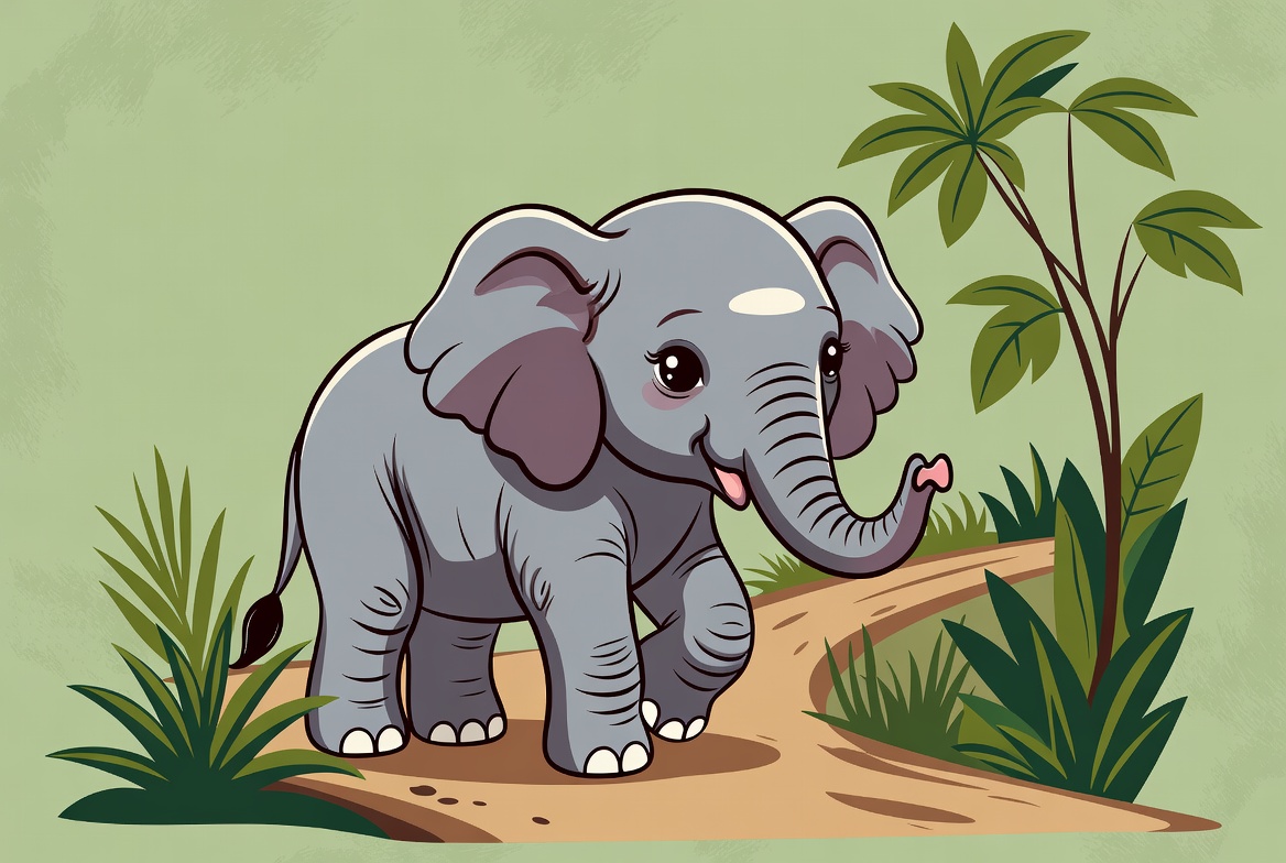 Cute cartoon baby elephant walking Cute cartoon baby elephant walking