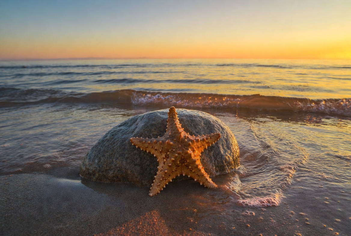 Starfish on Rock at Sunset Beach Starfish on Rock at Sunset Beach