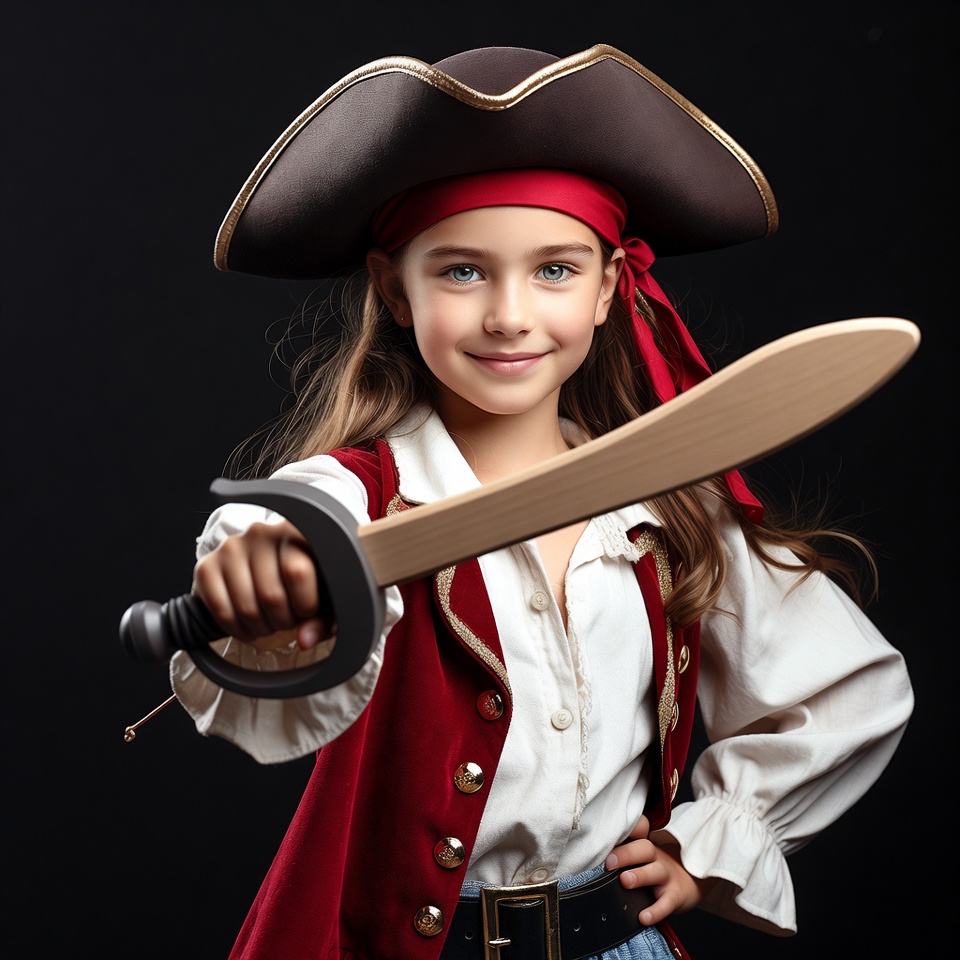 Girl in pirate costume with toy sword Girl in pirate costume with toy sword