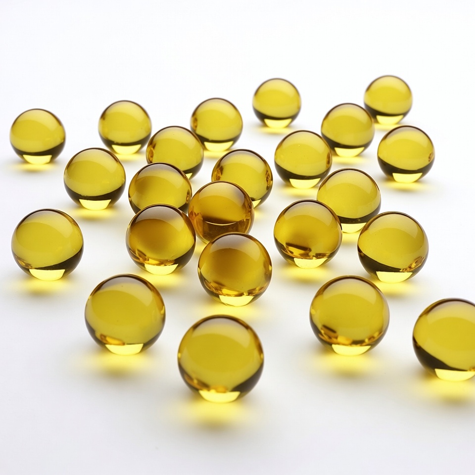 Yellow Gel Capsules on White Background Yellow Gel Capsules on White Background