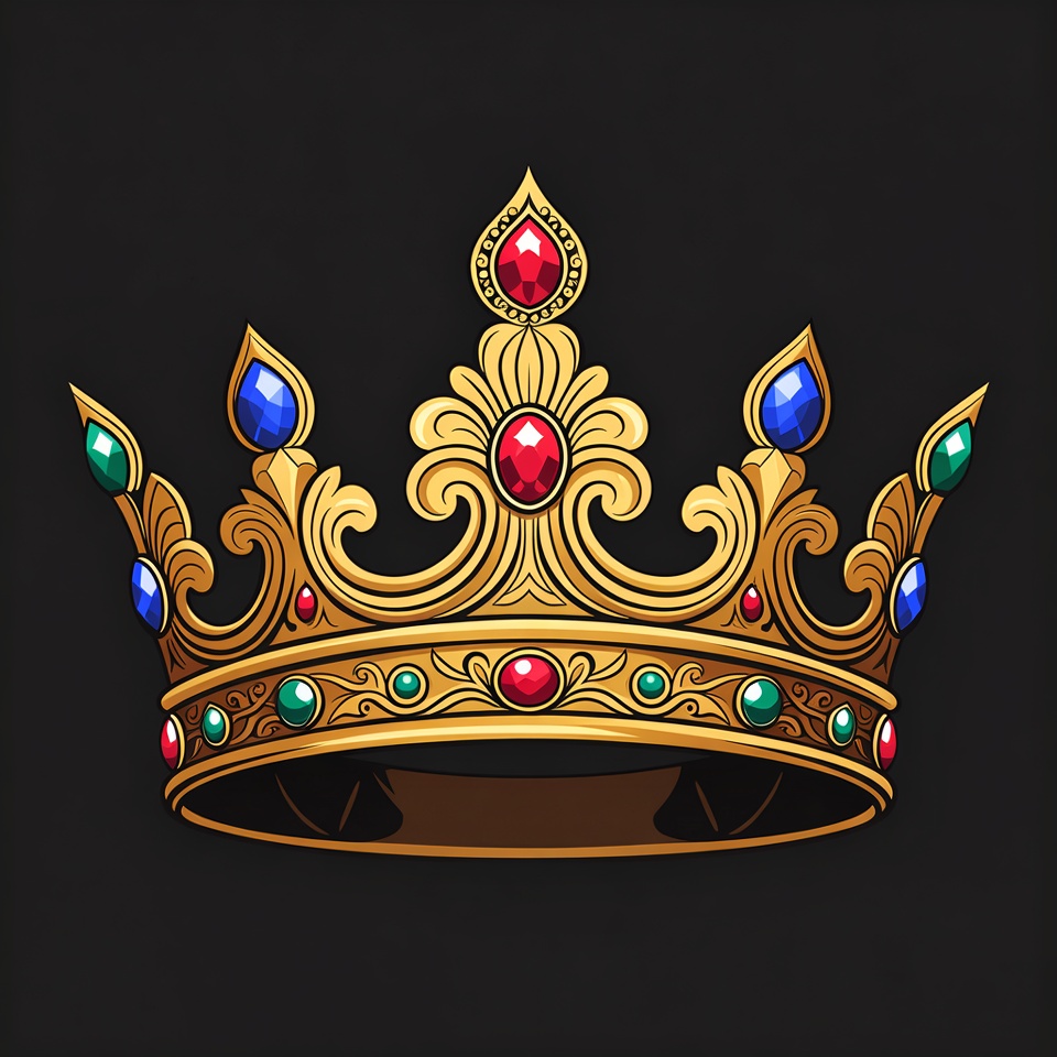 Golden Crown with Colored Gems Golden Crown with Colored Gems