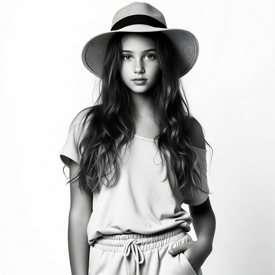 Girl wearing straw hat Girl wearing straw hat