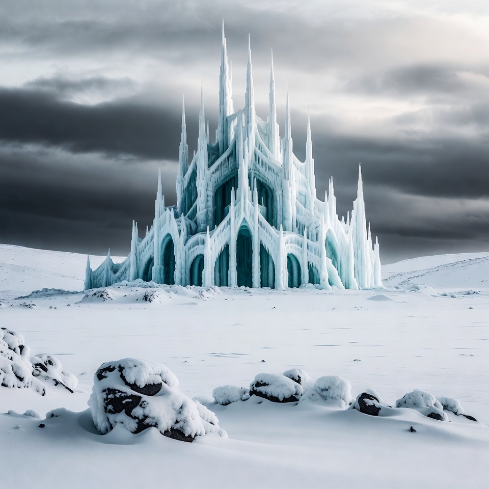 Ice Castle in Snowy Landscape Ice Castle in Snowy Landscape
