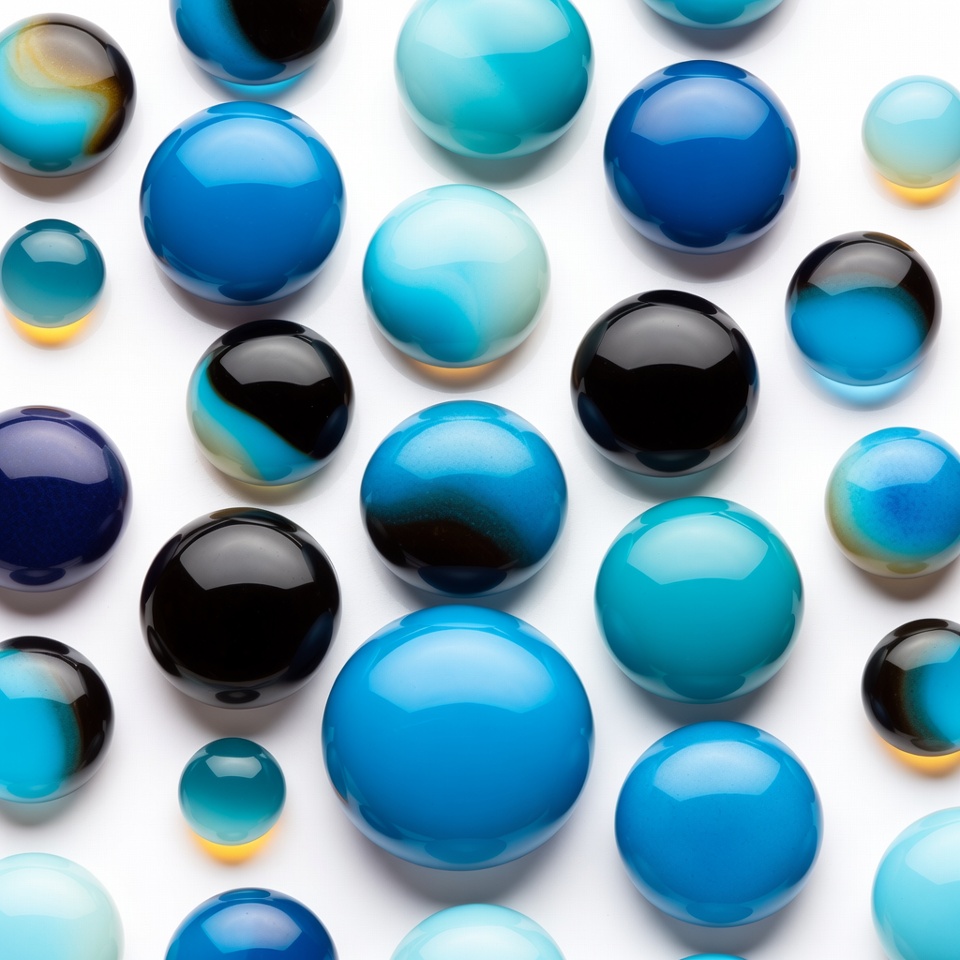 Colorful Blue Marbles on White Background Colorful Blue Marbles on White Background