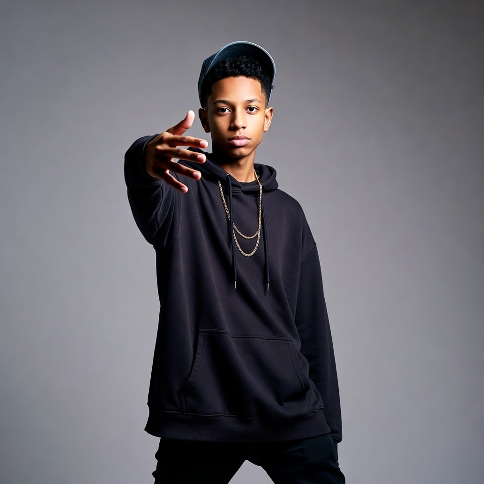 Young Black man throwing hand sign Young Black man throwing hand sign