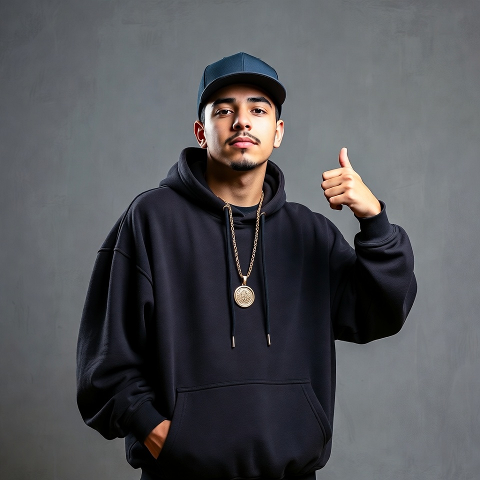 Man giving thumbs up in hoodie Man giving thumbs up in hoodie