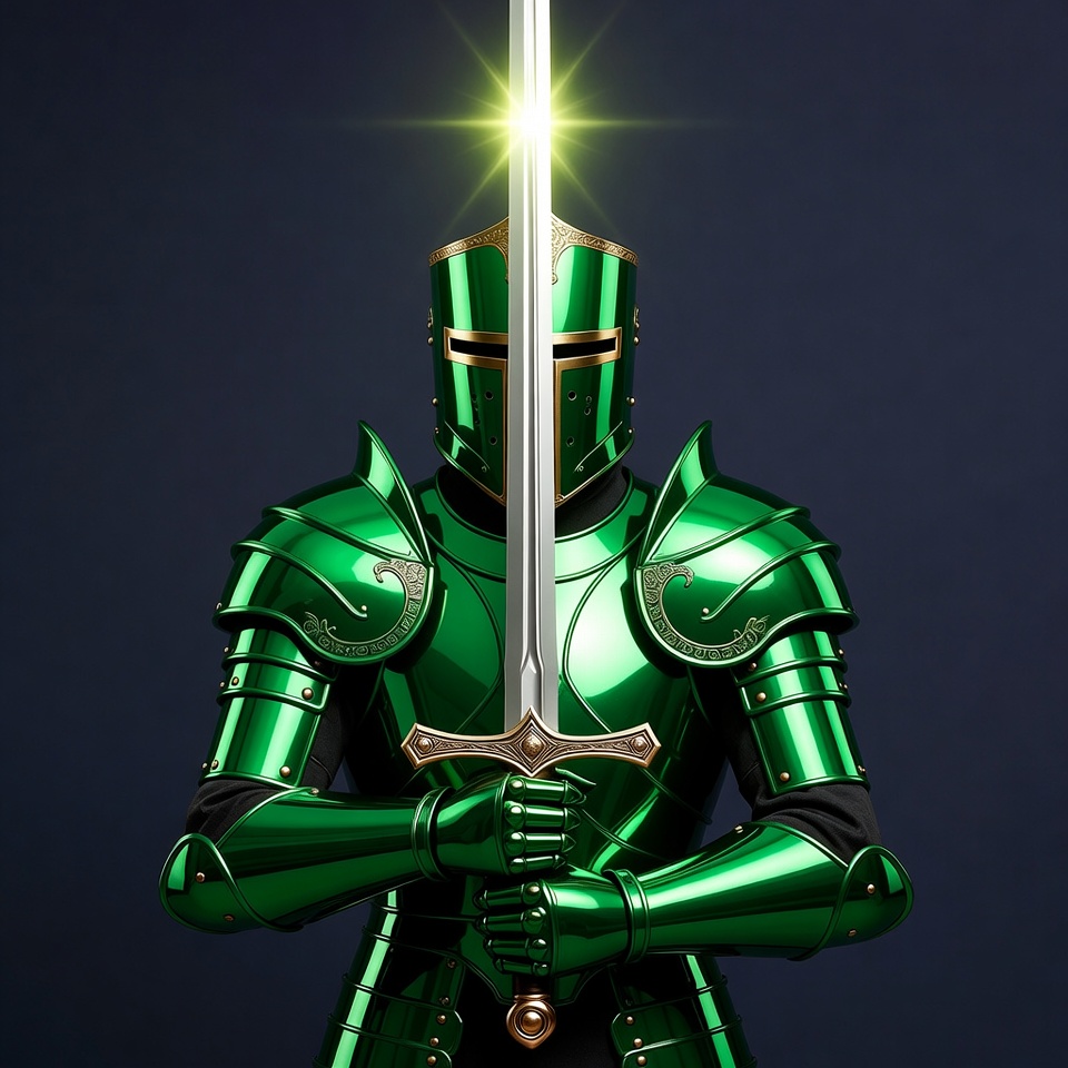 Green Knight Holding Sword Green Knight Holding Sword