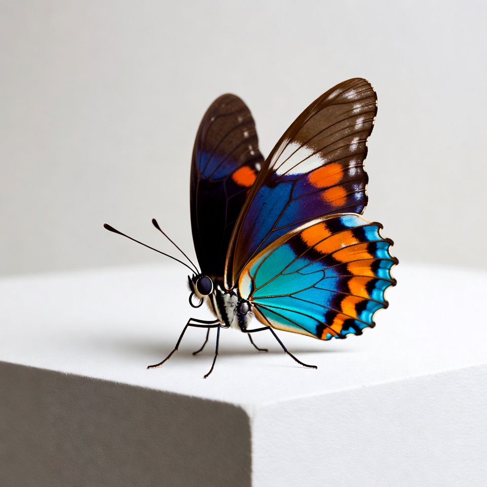 Colorful Butterfly on White Surface Colorful Butterfly on White Surface