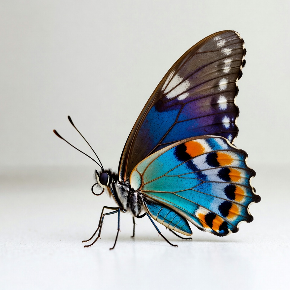 Colorful butterfly with blue wings Colorful butterfly with blue wings