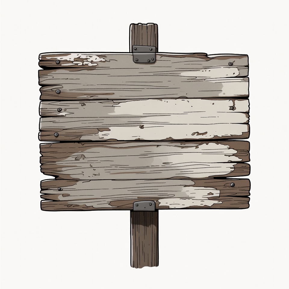 Old wooden sign on post Old wooden sign on post