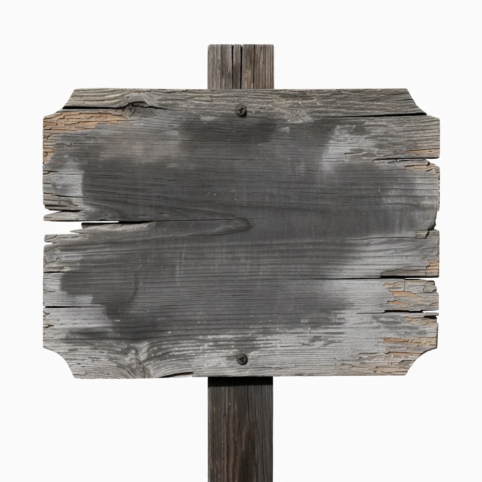 Old wooden sign on post Old wooden sign on post