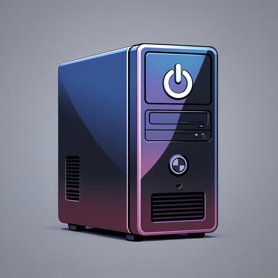 Purple Computer Tower with Power Button Purple Computer Tower with Power Button