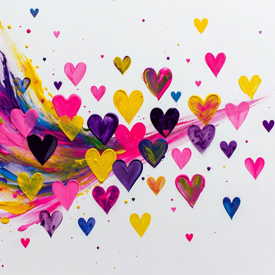 Colorful Hearts on White Background Colorful Hearts on White Background