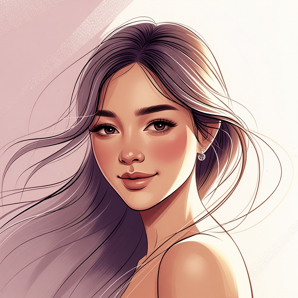 Beautiful Asian woman portrait illustration Beautiful Asian woman portrait illustration