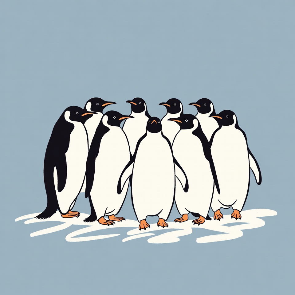 Group of Penguins Standing Together Group of Penguins Standing Together