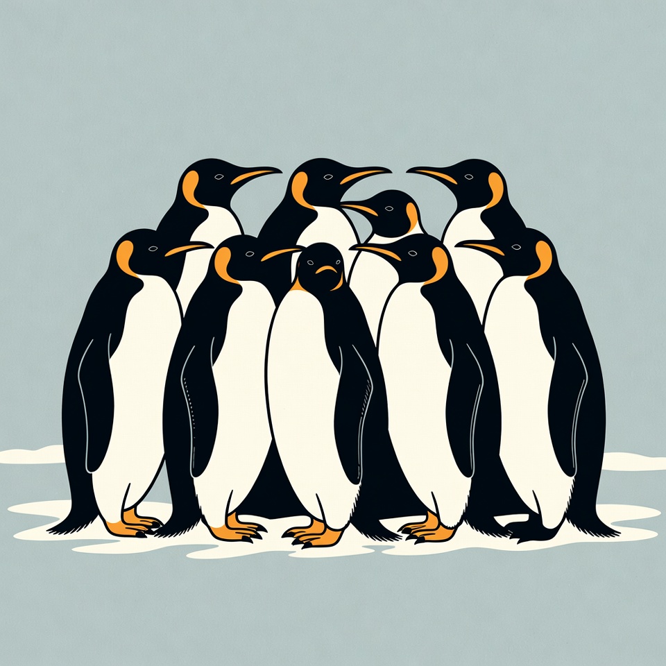 Group of Penguins Illustration Group of Penguins Illustration