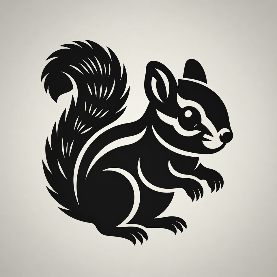 Black Silhouette Squirrel Illustration Black Silhouette Squirrel Illustration