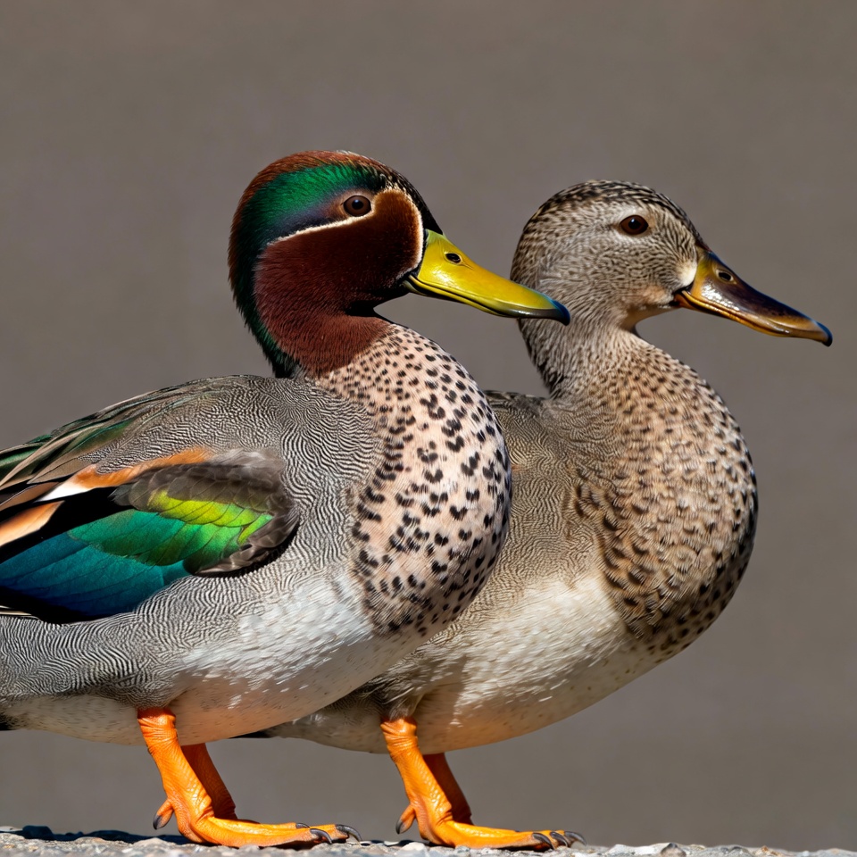 Mandarin Duck and Gadwall Pair Mandarin Duck and Gadwall Pair
