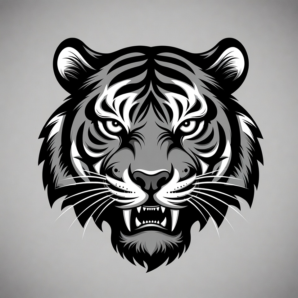Roaring Tiger Head Illustration Roaring Tiger Head Illustration