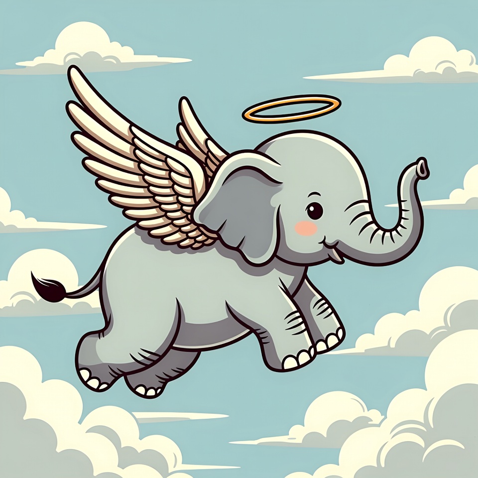 Cute winged elephant angel flying Cute winged elephant angel flying