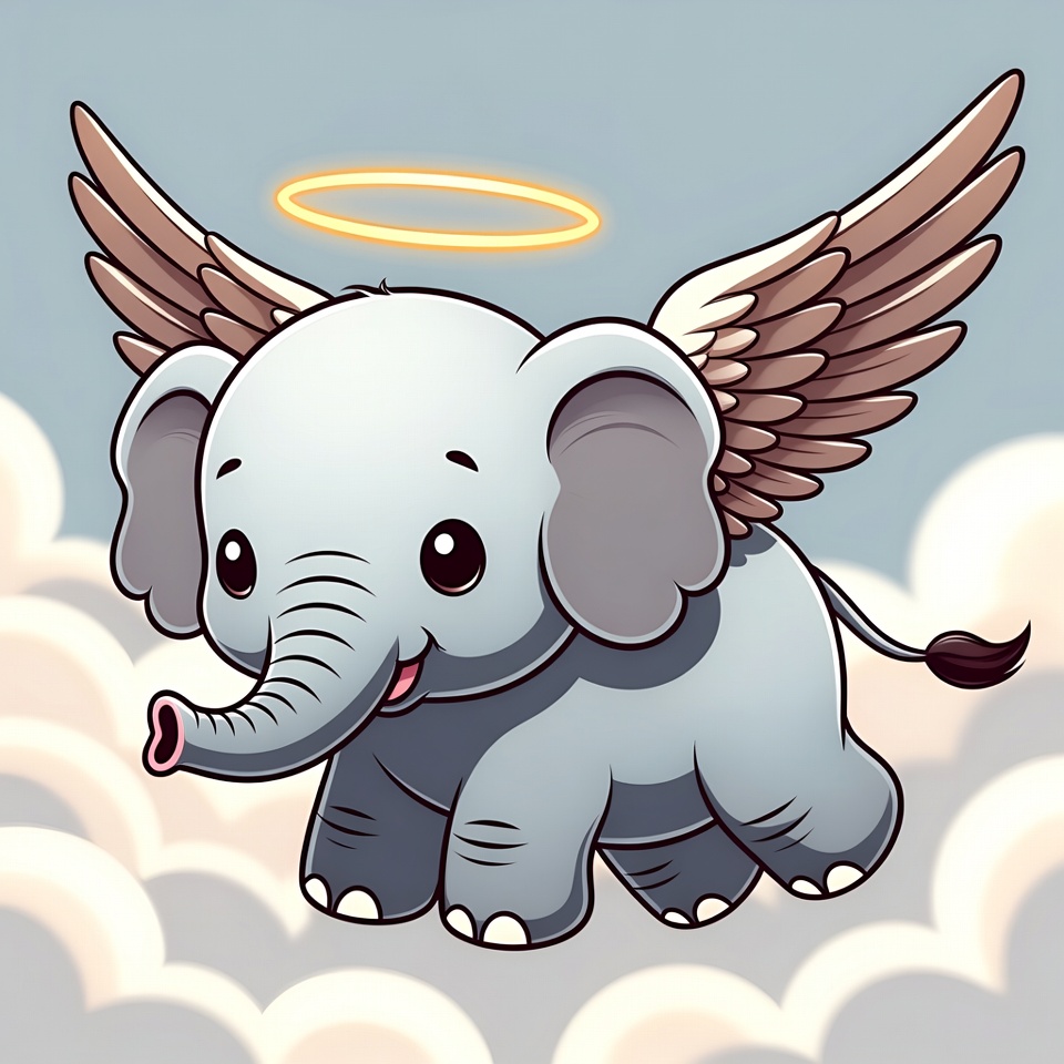 Cute winged baby elephant angel Cute winged baby elephant angel