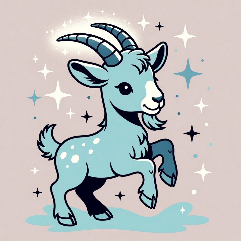 Cute blue baby goat illustration Cute blue baby goat illustration
