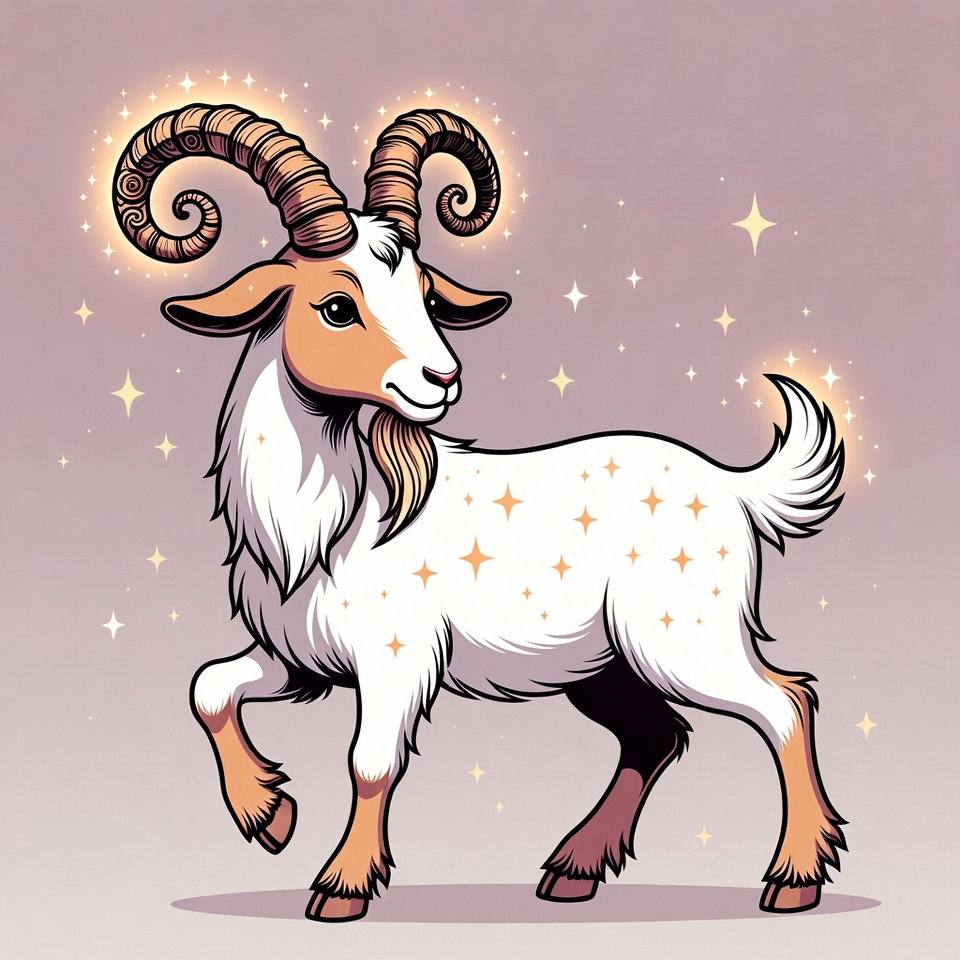 Magical Capricorn Goat Illustration Magical Capricorn Goat Illustration
