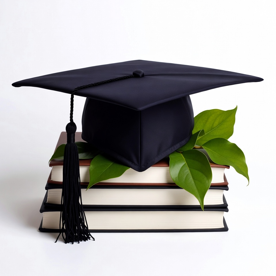 Graduation Cap on Stack of Books Graduation Cap on Stack of Books