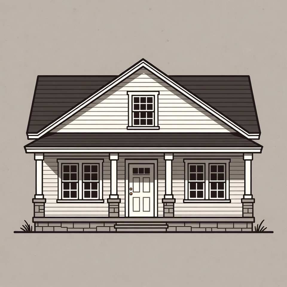 Line Art House with Porch Line Art House with Porch