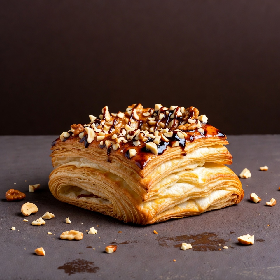 Walnut Croissant with Caramel Drizzle Walnut Croissant with Caramel Drizzle
