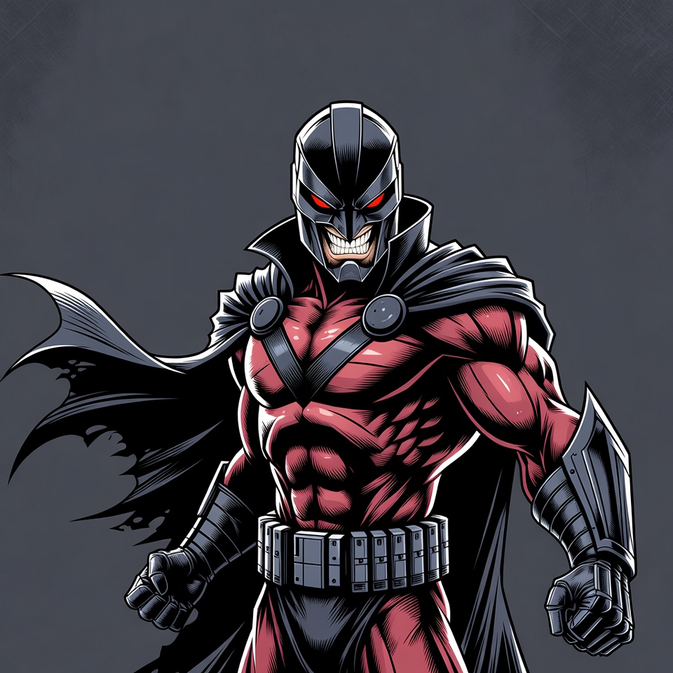Muscular Venom villain in red armor Muscular Venom villain in red armor