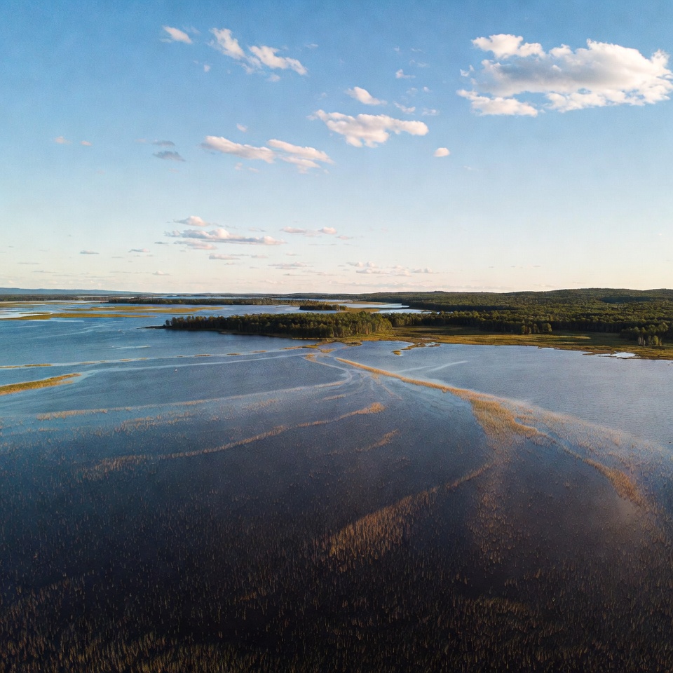 Aerial view of lake and forest Aerial view of lake and forest