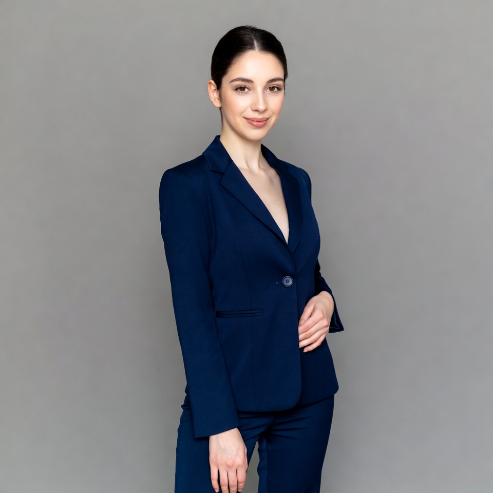 Woman in navy blue suit Woman in navy blue suit
