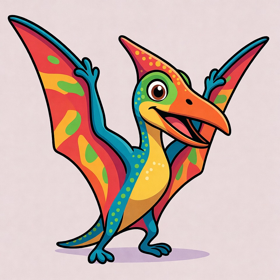 Cartoon Pterodactyl Spreading Wings Cartoon Pterodactyl Spreading Wings