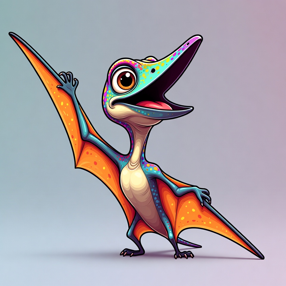 Cute cartoon pterodactyl waving wings Cute cartoon pterodactyl waving wings