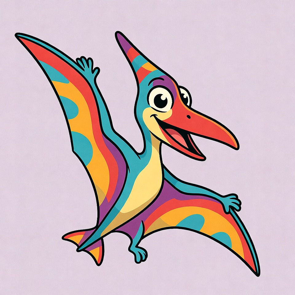 Cartoon Pterodactyl Waving Wings Cartoon Pterodactyl Waving Wings