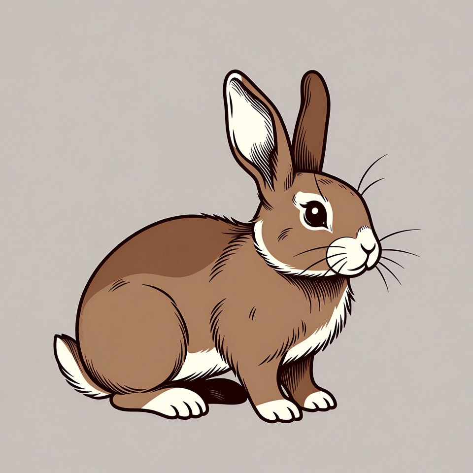 Brown bunny illustration on gray background Brown bunny illustration on gray background
