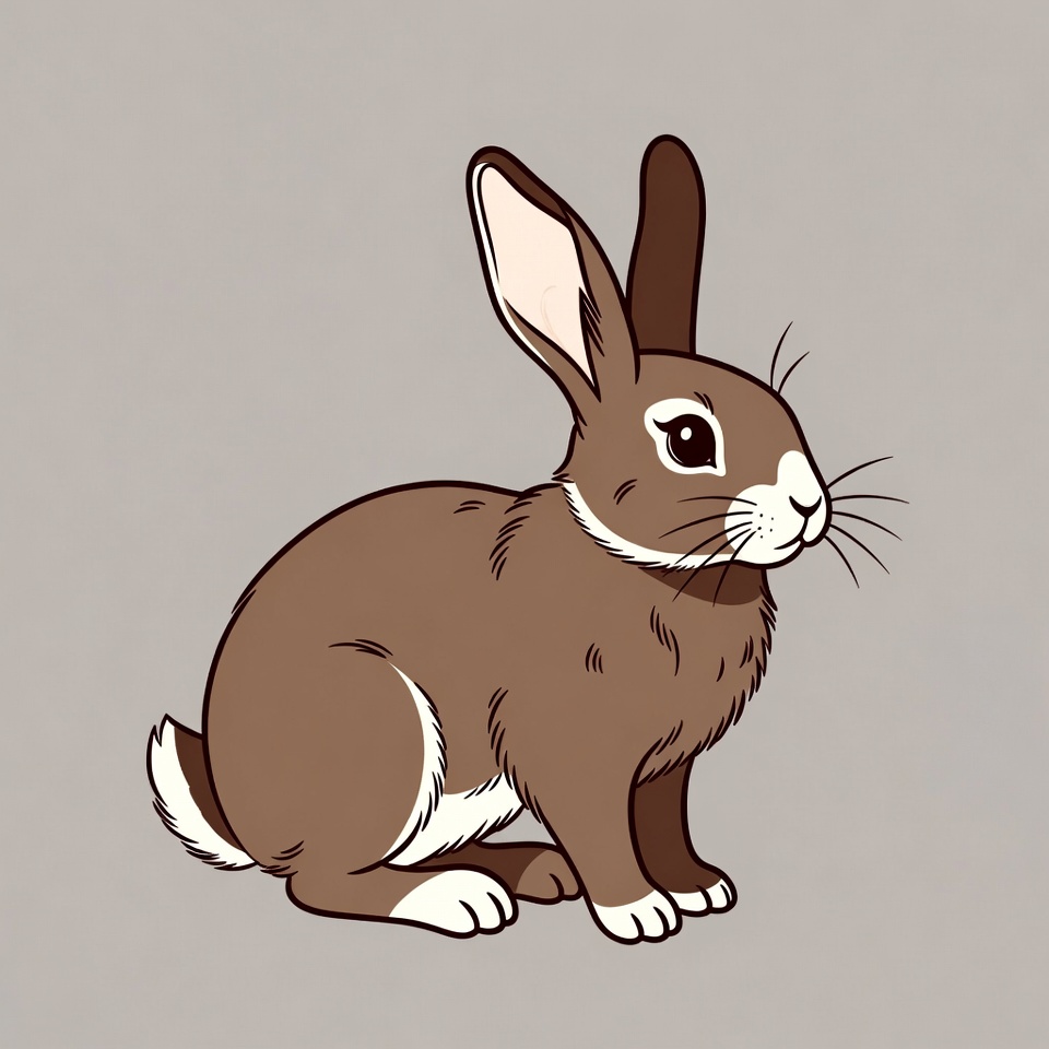 Brown bunny illustration sitting Brown bunny illustration sitting