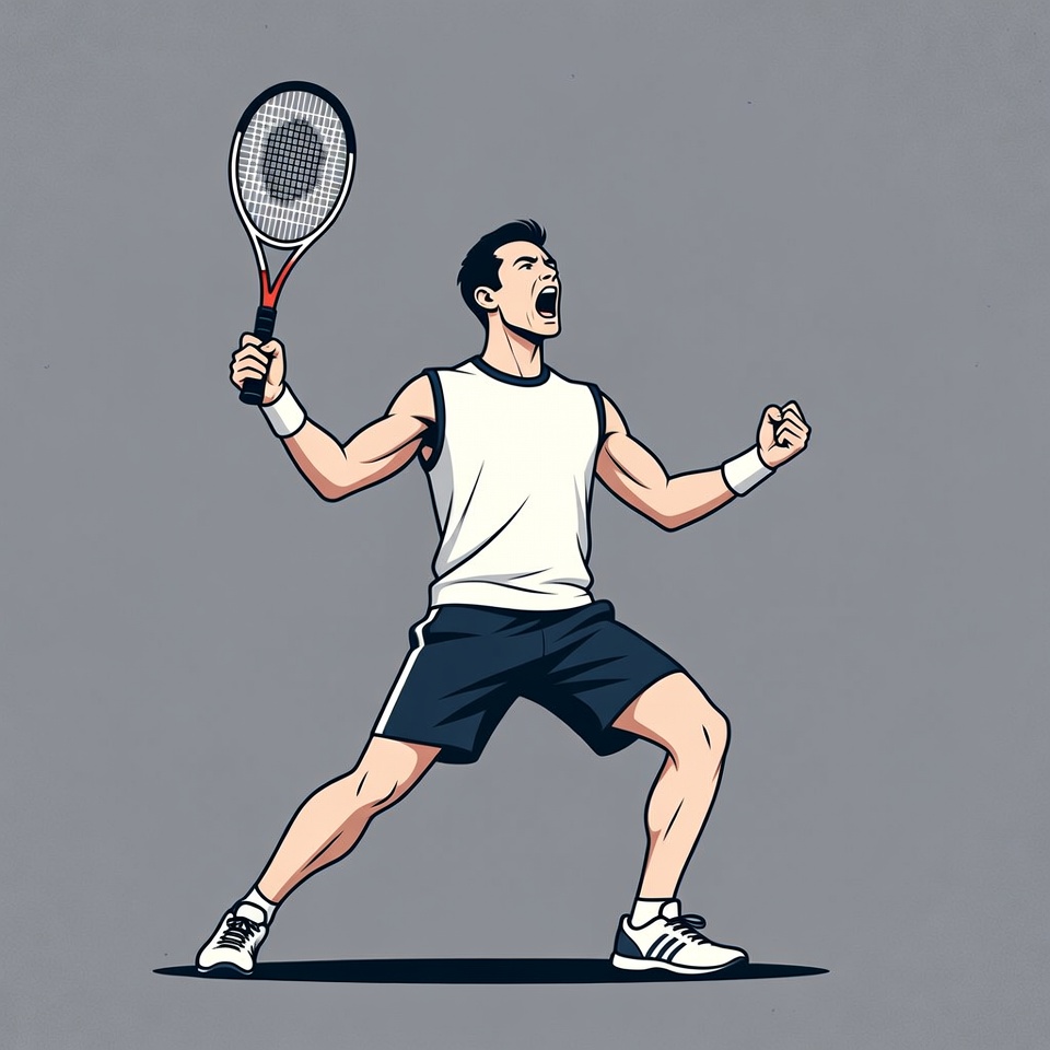 Man celebrating tennis victory Man celebrating tennis victory