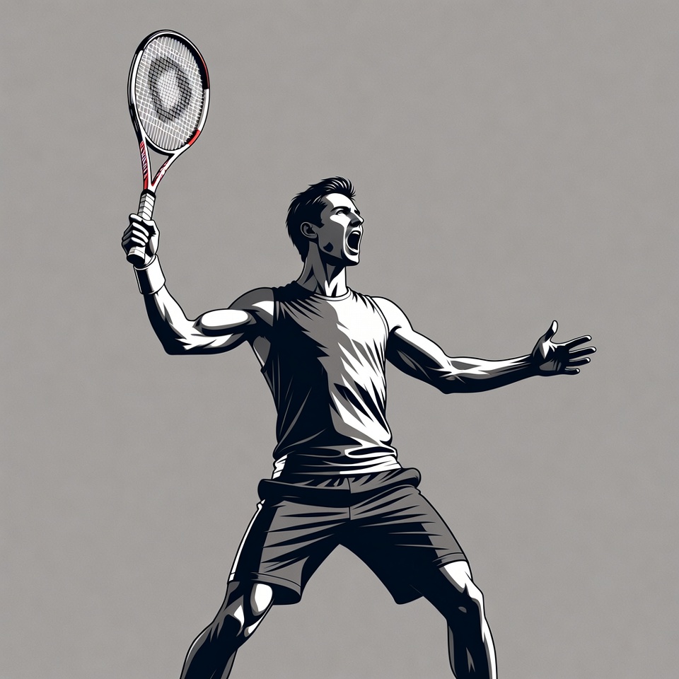 Man celebrating tennis victory Man celebrating tennis victory