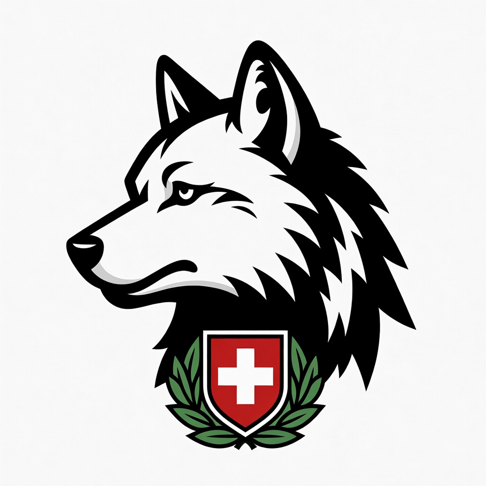 Wolf head with Swiss flag shield Wolf head with Swiss flag shield
