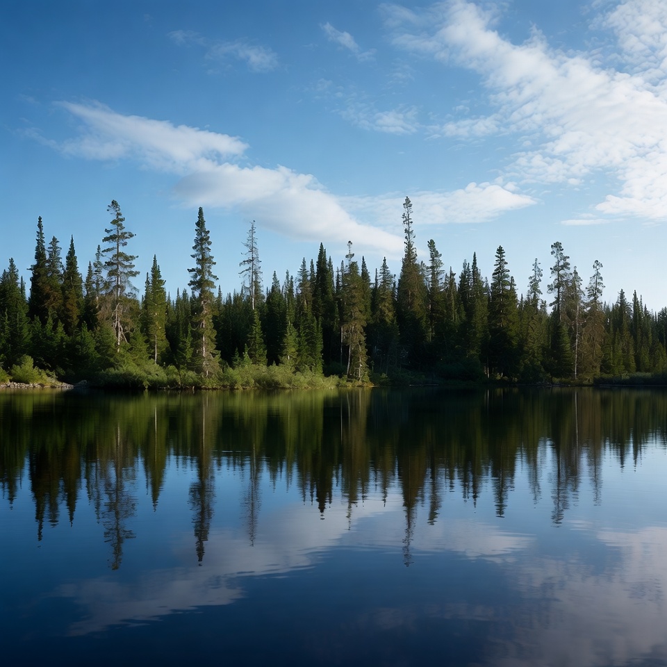 Forest Reflected in Calm Lake Forest Reflected in Calm Lake