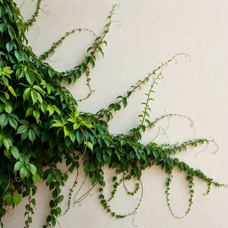 Green ivy vines on white wall Green ivy vines on white wall
