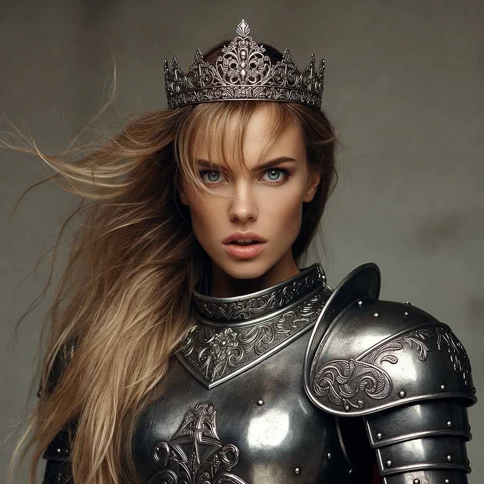 Blonde woman in crown and armor Blonde woman in crown and armor