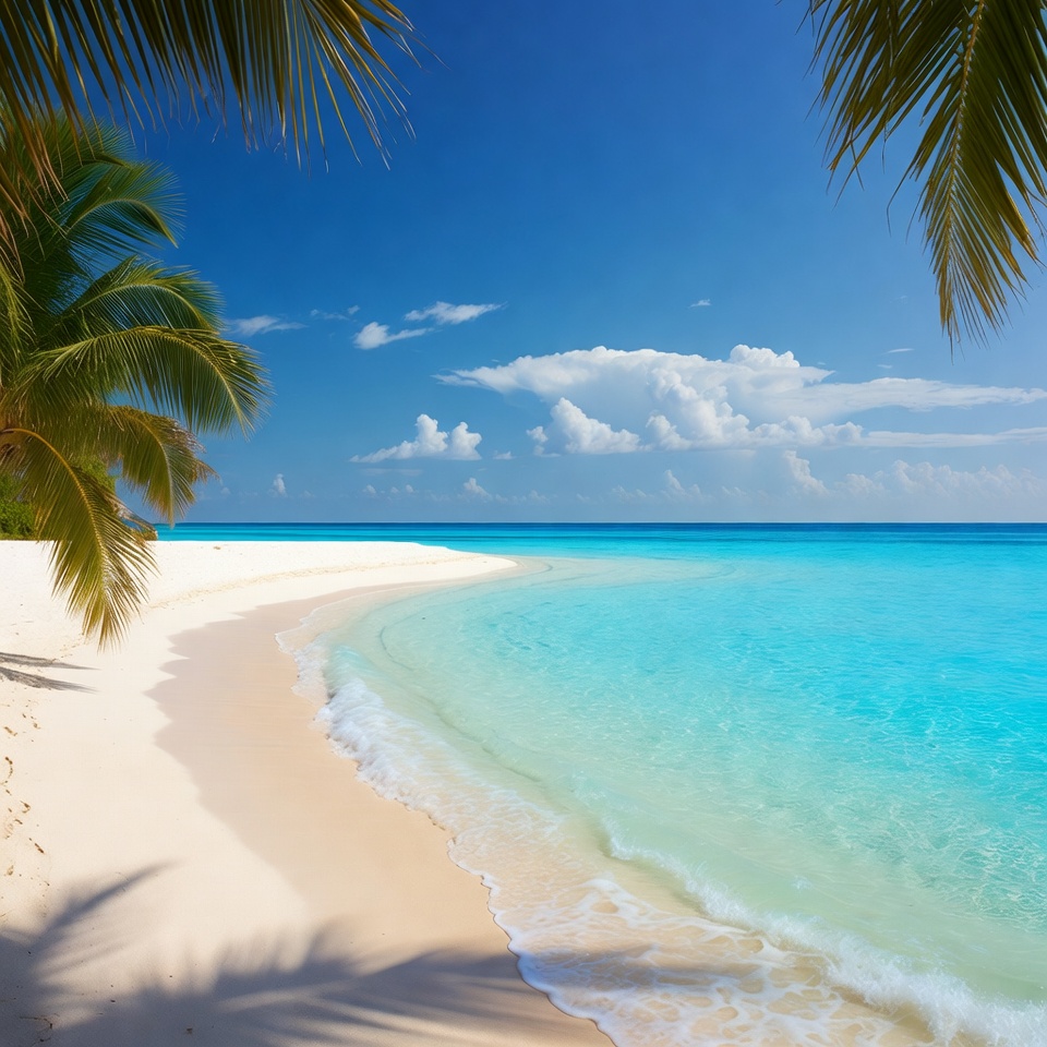 Tropical beach with palm trees Tropical beach with palm trees